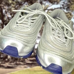 RARE R2D2 Men's Sz 9.5 NIKE Air Max 97 Silver & Blue Leather Low Top Sneakers